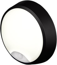4Lite Pylus Outdoor round Wall Light (Black) 1100Lm Motion Sensor Bulkhead IP54 