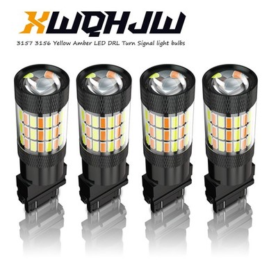 4X White/Amber 3157 LED DRL Switchback Turn Signal Parking Light Bulb
