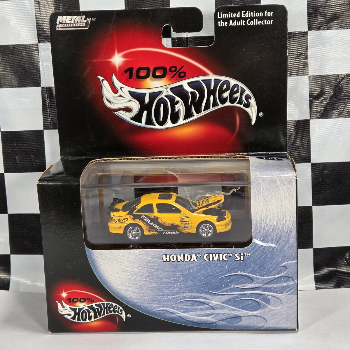 1:64 Hot Wheels 100% Limited Edition Yellow Honda Civic Si Falken