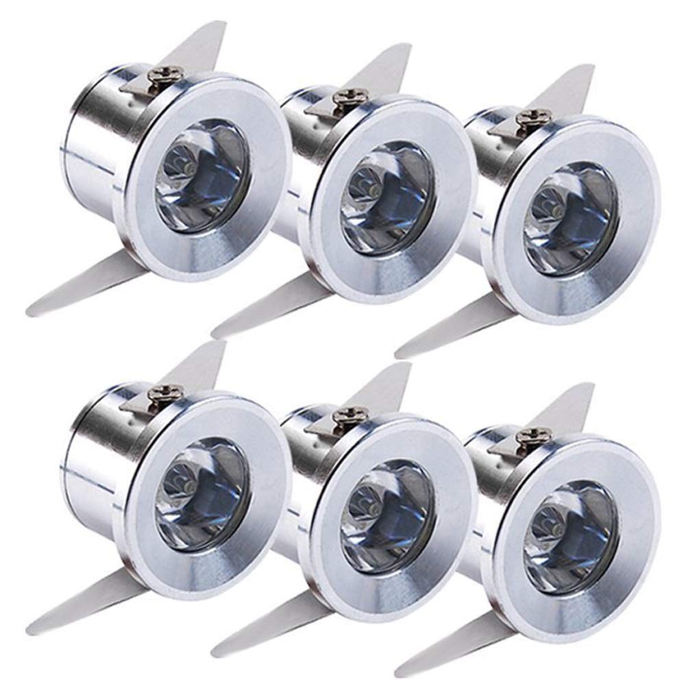 6 mini spots encastrés LED 1W pour éclairage vitrine salon