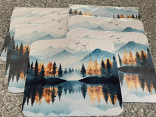 Lot of 7 Brand New Computer Mouse Pads  Trees/Lake/Mountains 8" X 9.25"
