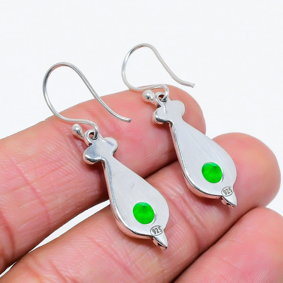 Pendiente de plata de ley 925 con diopsido cromado, regalo de Navidad, regalo para ella E40328 Foto 3 de 4