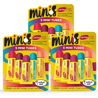 Carmex Daily Care Minis Lip Balm Tubes SPF 15 Multi-Flavor 15-Pack