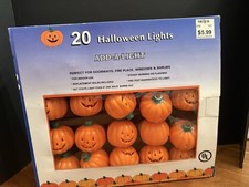 Vintage Halloween Blow Mold Jack O Lantern Pumpkin Light String