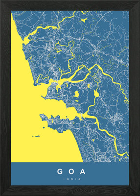 Goa, India Map Art Framed Wall Art Poster Canvas Print Picture