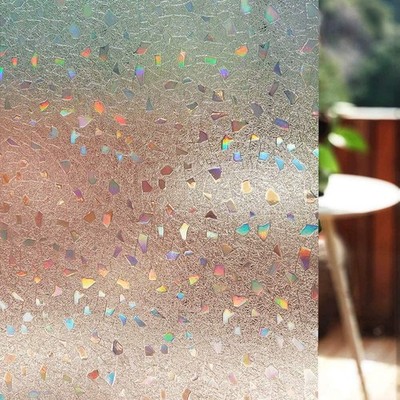 Frosted Window Privacy Film,Stained Glass Static Cling,Decorative Rainbow Win...