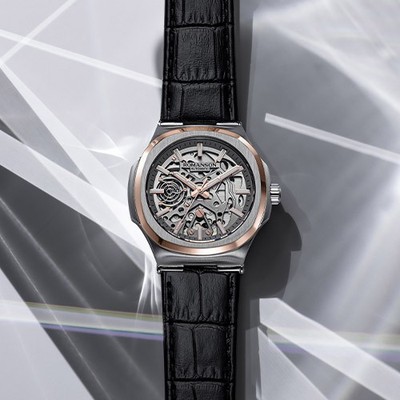 romanson Octagon Automatic Skeleton Rose Gold Watch