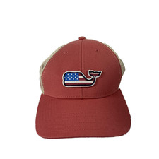 Vineyard Vines Hat Cap Snap Back Red Tan Trucker Mesh American Flag Whale Mens