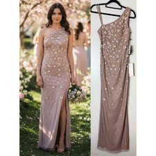 NWT BHLDN ADRIANNA PAPELL DRESS 2 WEDDING GUEST GOWN SEQUIN BEADED FORMAL FLORAL