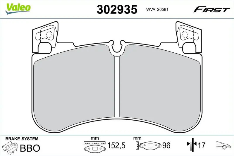 Pastiglie freno Assale anteriore 302935 VALEO per LAND ROVER RANGE ROVER IV