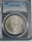 1881 P Morgan Silver Dollar PCGS MS64
