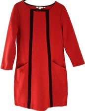 Boden Red Shift Dress UK 10 Womens Work Office 3/4 Sleeve Pockets
