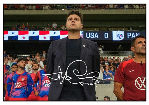 11134. Mauricio Pochettino Signed Pictures A4 Prints USMNT Chelsea Spurs PSG etc