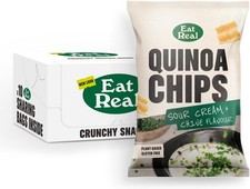 Eat Real, Quinoa Crisps, Sour Cream & Chive, 10 x 90g, Gluten-Free Crisps Multi