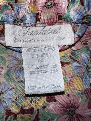 Fantasies By Morgan Taylor Vintage Satin Blumen Wickel Kimono Kurz Morgenmantel Einheitsgröße - Bild 6 von 8