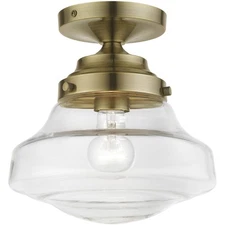 Livex Lighting 41291-01 Avondale Semi-Flush Mount Antique Brass