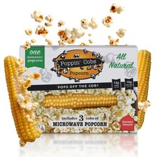 Poppin Cobs Microwave Popcorn on the Cob (3 PK) (Original) Whole Popcorn Kern...