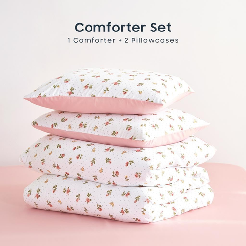 - Floral Comforter Set, Coquette Cottagecore Aesthetic Cute Flower Rose Pattern  - Picture 7 of 7