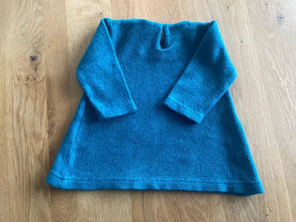 KLEID ZARA - GRÖSSE 80 - 9-12 MONATE - PETROL MIT BLUMEN-STICKEREI - Bild 3 von 3