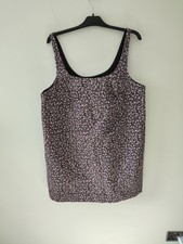 H&M Ladie Short Pinafore Dress XL 16 18 Casual Black Pink Floral Needle Corduroy