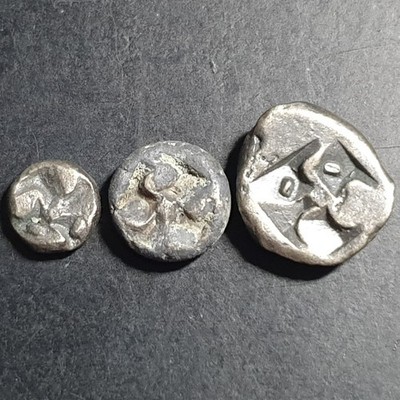 Indonesia Sailendra Kingdom Set 3 Pcs 1/4 1/2 1 Massa Silver 850-1150 AD