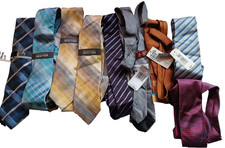 Lot of 9 Men's Neck Ties Kenneth Cole Nautica Ashford Penguin Calvin Klein  NWT