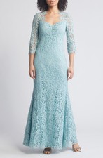 Eliza J EJ4-2446 Floral Lace Trumpet Gown Sz 16 Sage $278