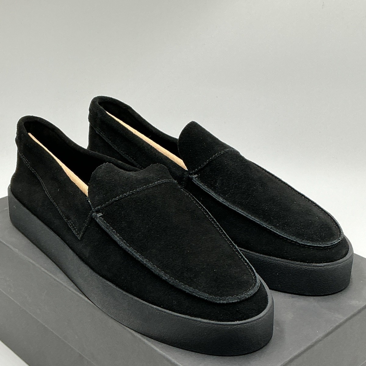Saint Morta Loafer Men's 8 Black Hemisphere Leather Suede Slip-On
