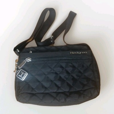 Hedgren Eye Medium RFID Crossbody Bag Black Quilted Pockets Travel Organizer