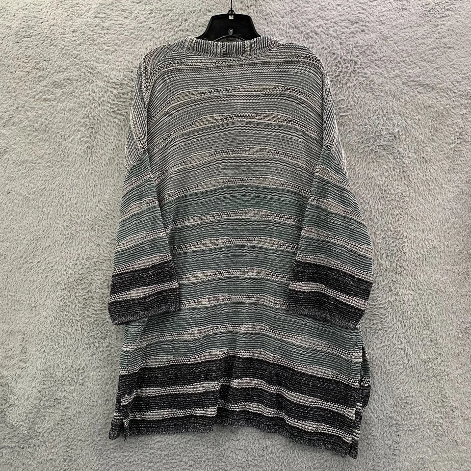 Marla Wynne 毛衣女式大号开衫上衣蓝色灰色 — 第 2/4 张图片