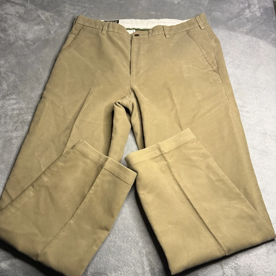 Pantalones Orvis Brisbane Musgo Moleskin Para Hombres 36x30 Cuero Tostado Borde Chino Algodón Suave Foto 2 de 4