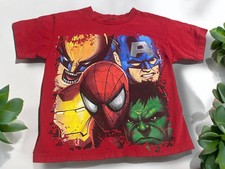 Vintage Y2K Spiderman Wolverine Hulk Mad Engine Marvel Red T-Shirt Youth Xl