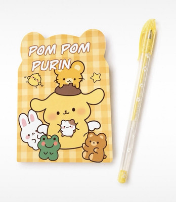 Sanrio Pompompurin Notebook Memo Pad/Notepad & Yellow Pen Set