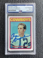 🔥ROGER STAUBACH 1999 TOPPS STARS 1972 TOPPS AUTOGRAPHED ROOKIE REPRINT🔥COWBOYS