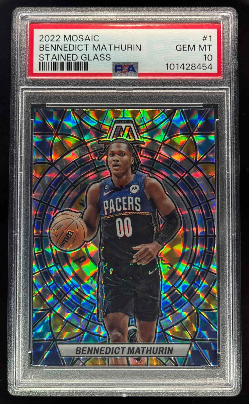 2022-23 Panini Mosaic Stained Glass #1 Bennedict Mathurin RC PSA 10