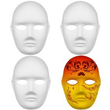 4Pcs Paper Masks for DIY Painting White Reusable Costume Masks for Adults