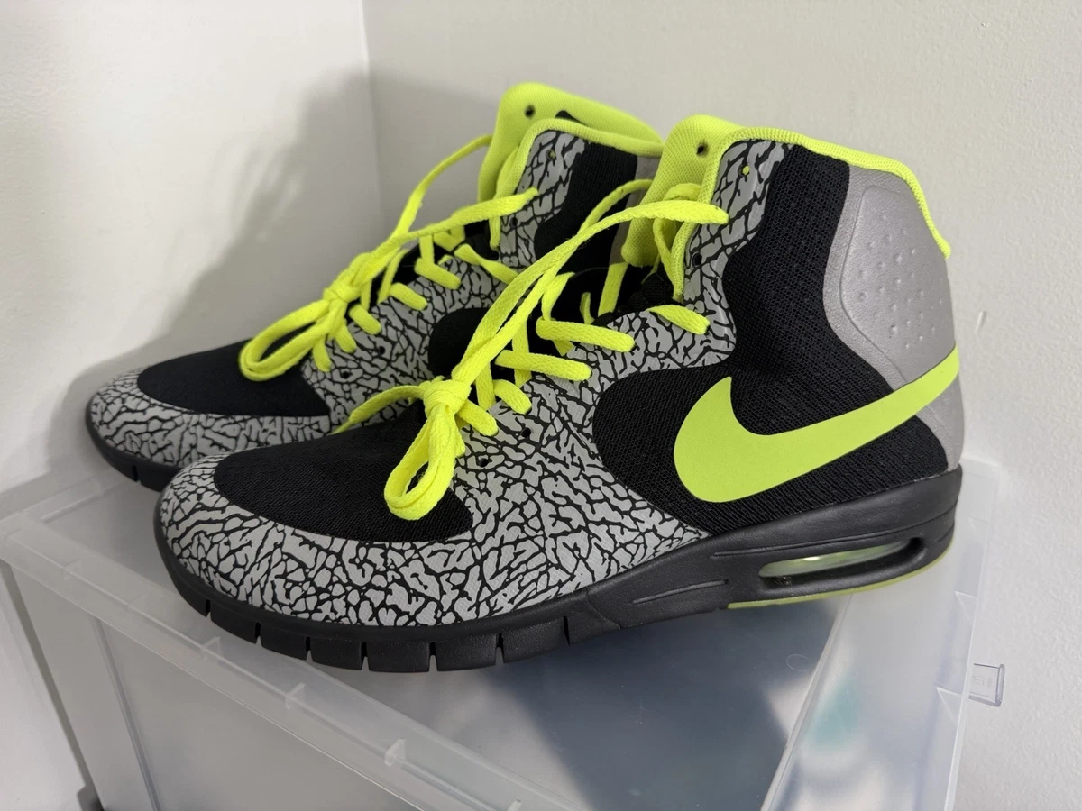 Nike Paul Rodriguez 7 High PRM Athletic Shoes - Black, White, Neon Yellow Nike Paul Rodriguez 7 Hi SB Base Grey Shoes Men main image 2