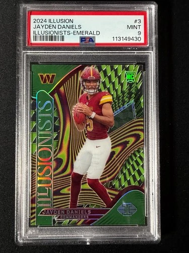 2024 Panini Illusions Jayden Daniels #3 Illusionists Emerald Rookie RC PSA 9