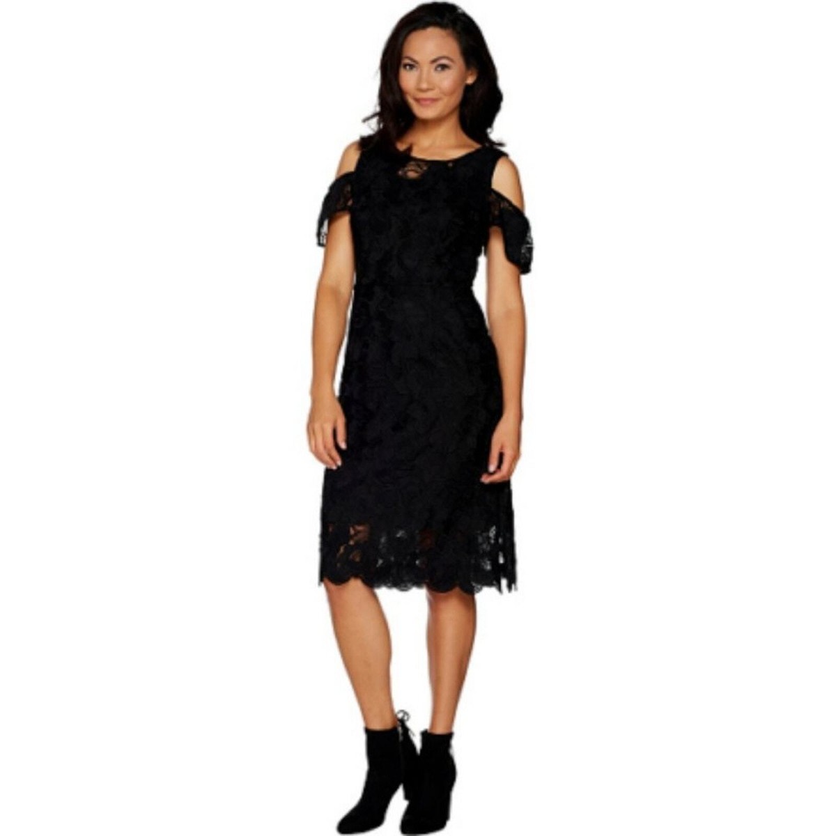 fuchsia pink lace dress J'Adore Dresses J24080 - Lace Appliqued Sweetheart Cocktail Dress 8 / Hot Pink