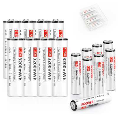 Lithium-ion AA AAA Batteries 3200/1200mWh Rechargeable LR6 Li-ion Battery 1.5V