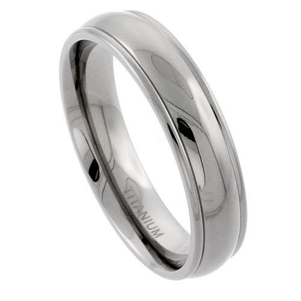 6mm Titanium Wedding Band Ring, Raised Edges Comfort Fit