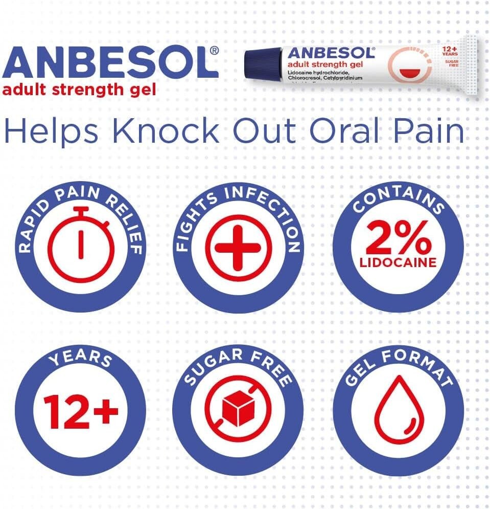 Anbesol Adult Strength Gel for Effective Oral Pain Relief from Mouth