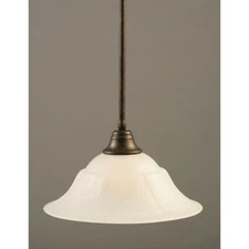 Toltec Lighting Stem Pendant, Bronze, 16' White Marble Glass - 26-BRZ-53615