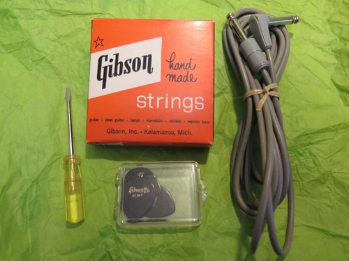 vintage 1959-60 Gibson Mona steel strings switchcraft cable screwdriver pick box