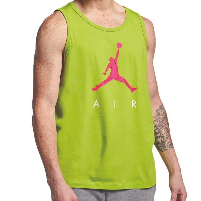 Mens Nike Air Jordan Poolside Tank Top Lime Green Pink Cj0911 Medium