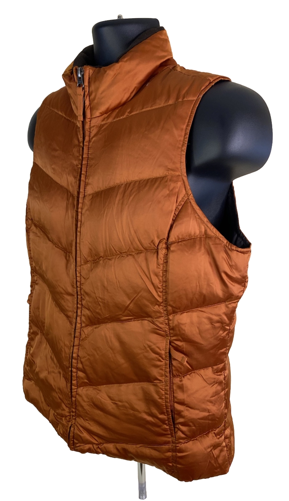 Eddie Bauer Down Vest Women's Large Gold Premium Goose Down Zip Pockets