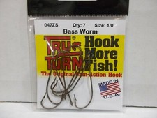 Tru Turn Bass Worm 047ZS fishing hooks Made in USA choose your size! NIP