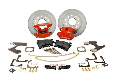 Universal GM 10/12 Bolt Rear Disc Brake Kit Red Wilwood Calipers Standard Rotors