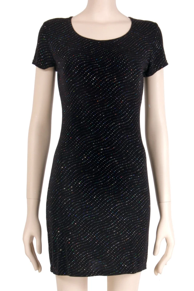 S Mini Vestido de Fiesta Vintage Años 90 ULTIMATE Azul Negro Arco Iris Brillo Años 80 90 Foto 3 de 4