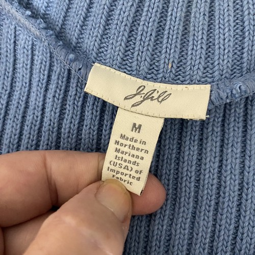 J Jill Faux Suede Ribbed Knit Sweater Vest Womens Full Zip Periwinkle Blue Sz M - Picture 7 of 10